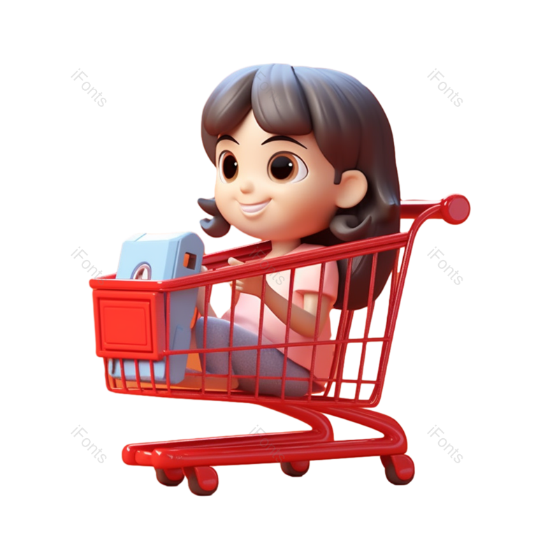儿童图片,网上购物元素,插画PNG,女人免抠素材
